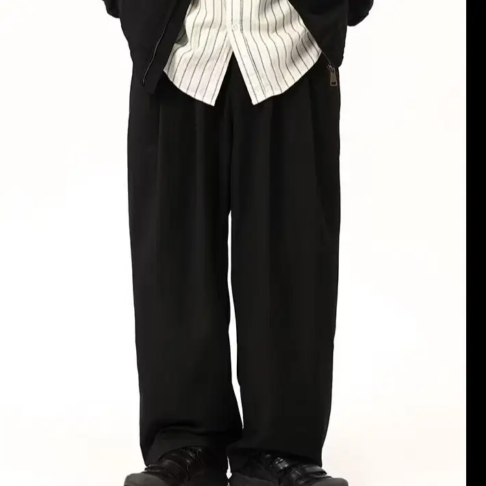 Coffee Wide Leg Loose Pants for Men Women Drapey Korean Style — feature 28