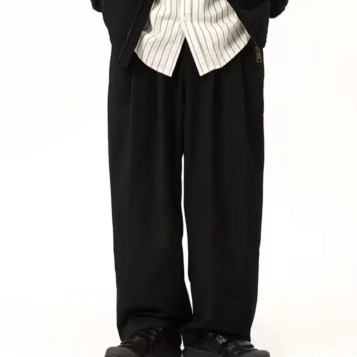 Coffee Wide Leg Loose Pants for Men Women Drapey Korean Style — feature 30