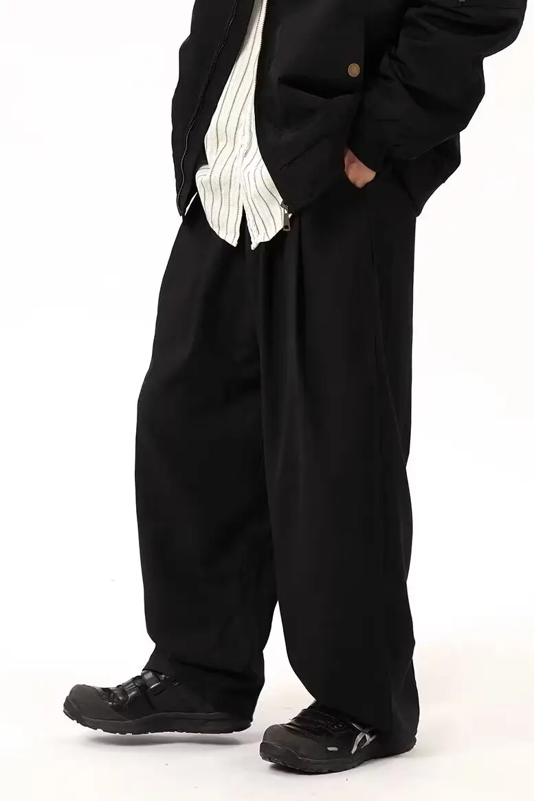Coffee Wide Leg Loose Pants for Men Women Drapey Korean Style — feature 31