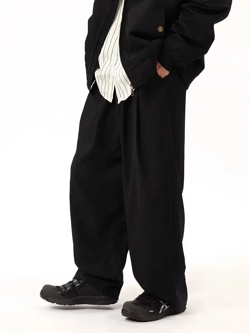Coffee Wide Leg Loose Pants for Men Women Drapey Korean Style — feature 6