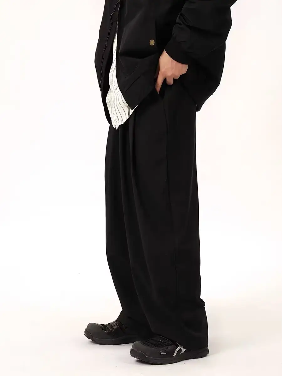 Coffee Wide Leg Loose Pants for Men Women Drapey Korean Style — feature 7
