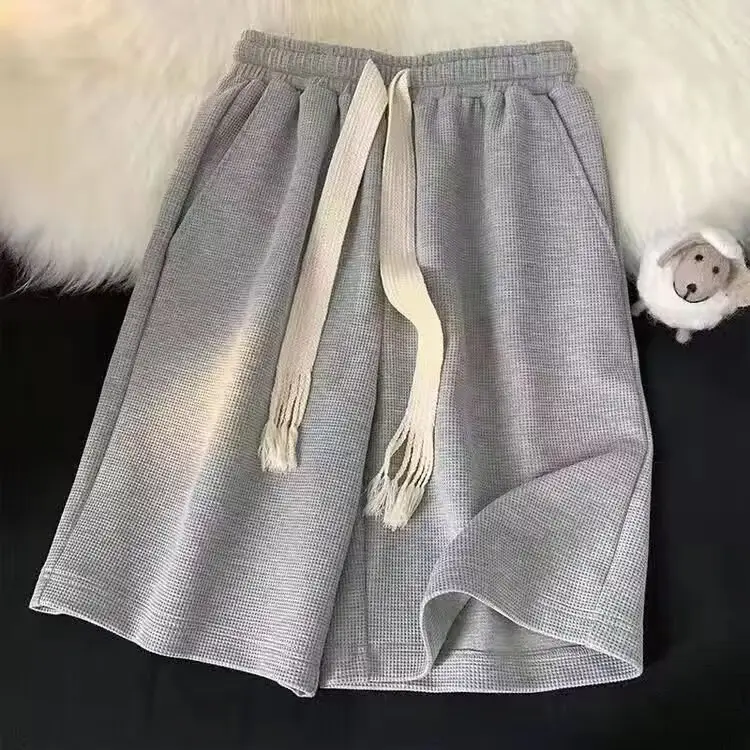 Men Drawstring Shorts Summer Wear Black White Blue