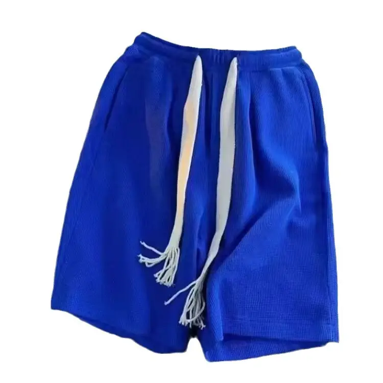 Men Drawstring Shorts Summer Wear Black White Blue