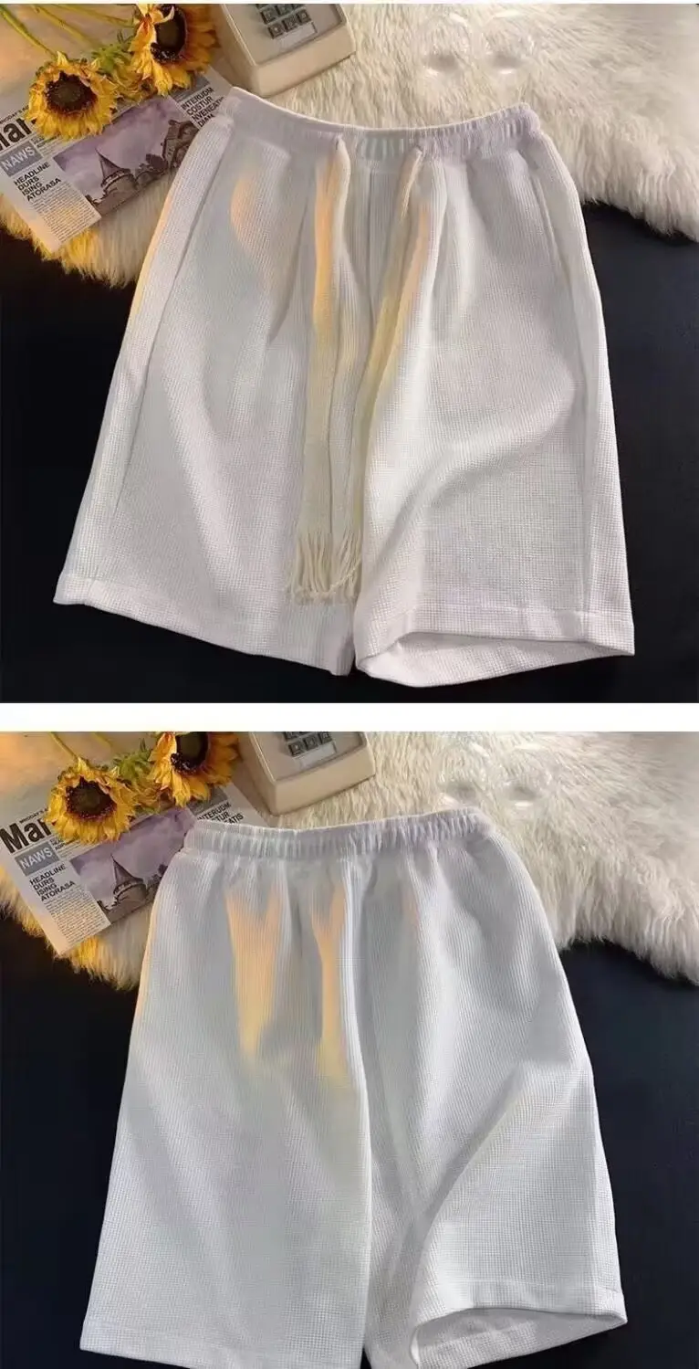Men Drawstring Shorts Summer Wear Black White Blue — feature 7