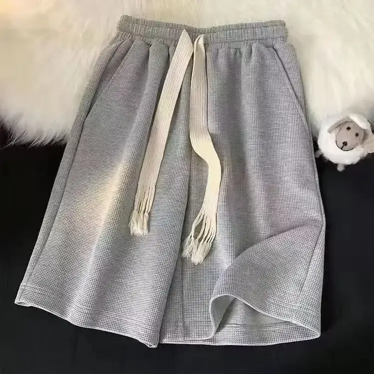 Men Drawstring Shorts Summer Wear Black White Blue