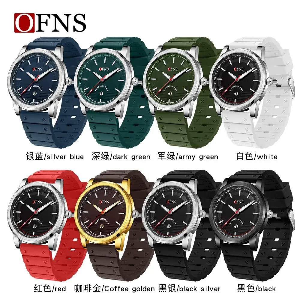 Men's Navy Blue Quartz Watch with Silicone Strap