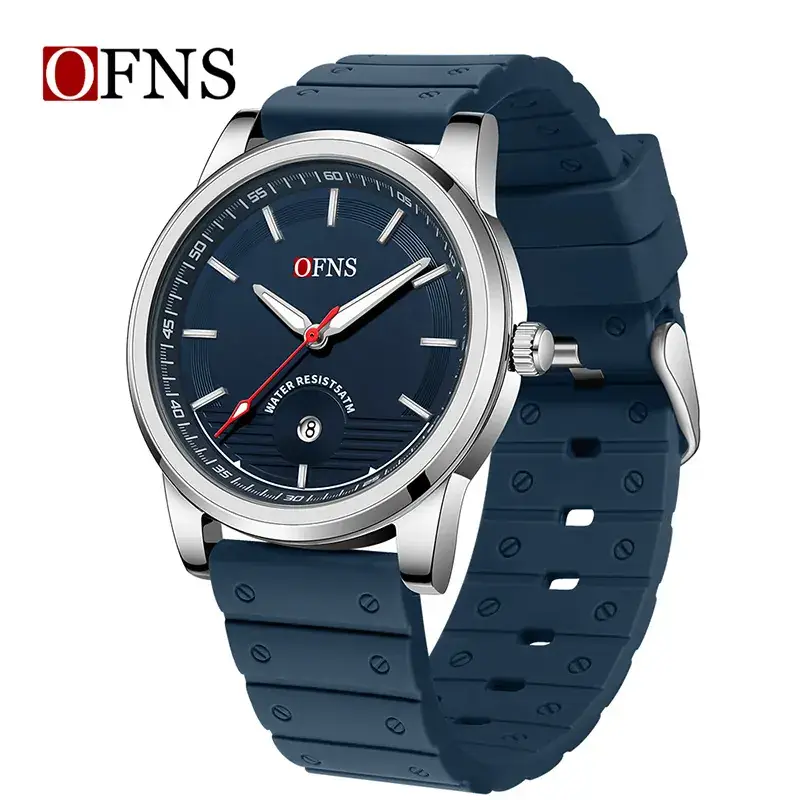 Men's Navy Blue Quartz Watch with Silicone Strap