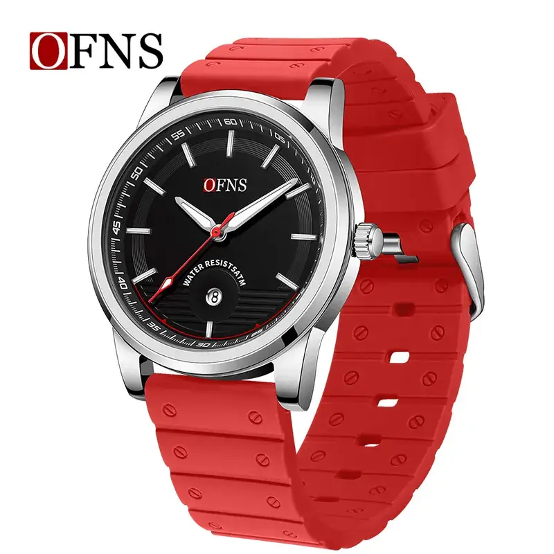 Men's Navy Blue Quartz Watch with Silicone Strap