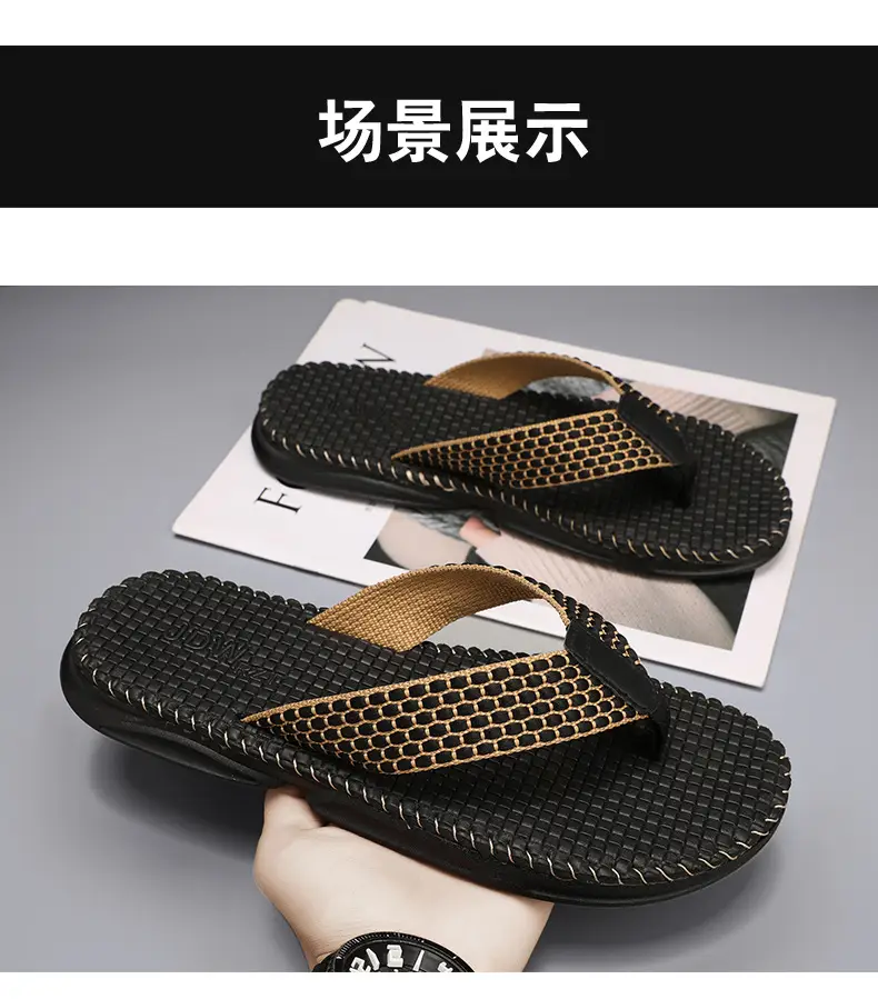 European and American fashion live slippers men's summer new beach flip-flops outdoor non-slip flip-flops foreign trade Men — feature 13