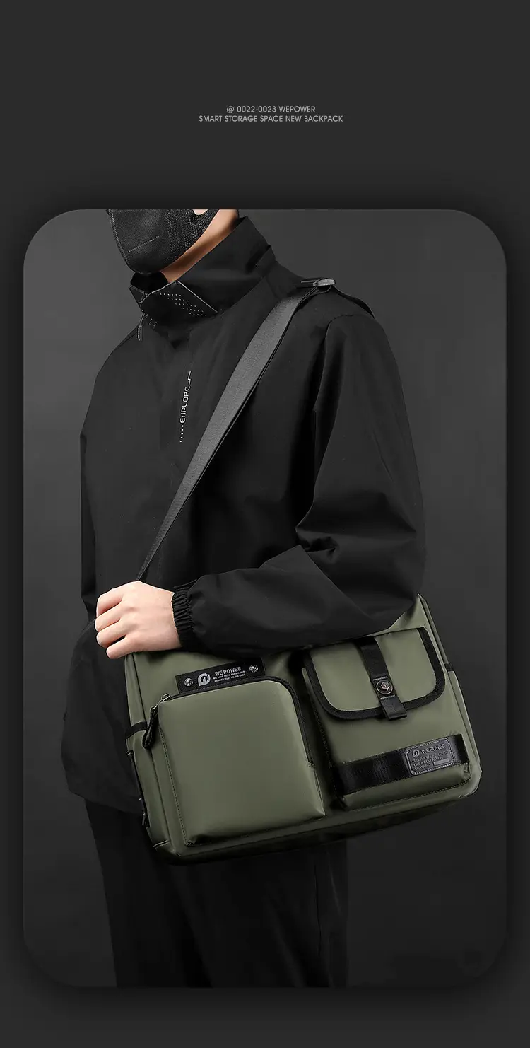 Men's Green Satchel Crossbody Bag Large Capacity — feature 11