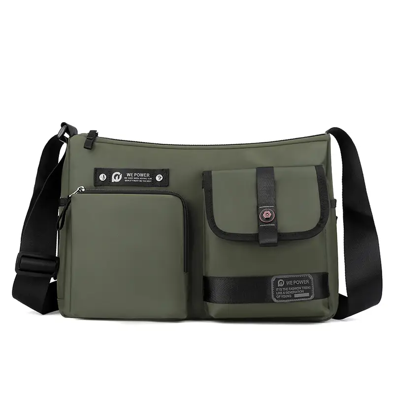 Men's Green Satchel Crossbody Bag Large Capacity - Image 4