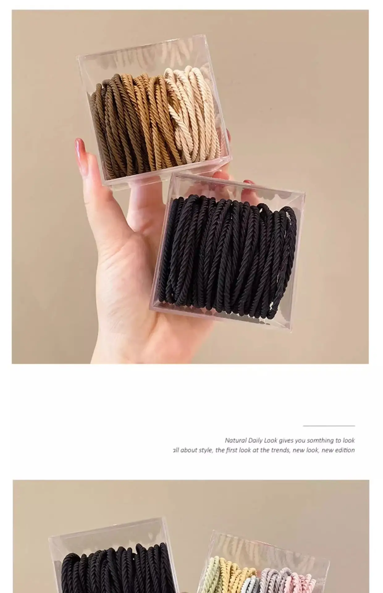 2023 New Black Hair Rope Rubber Band High Ponytail Hair Tie — feature 5