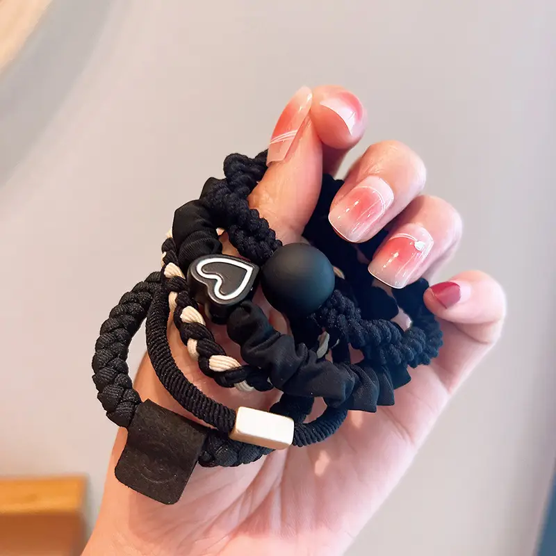 2023 New Black Hair Rope Rubber Band High Ponytail Hair Tie - Image 10