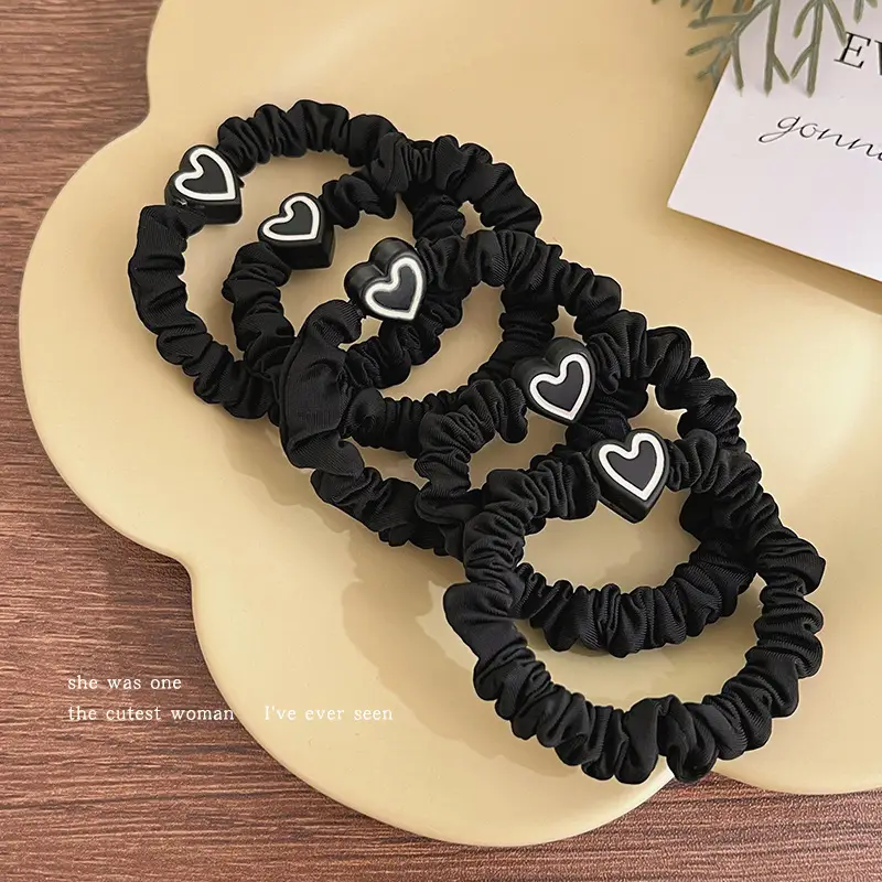 2023 New Black Hair Rope Rubber Band High Ponytail Hair Tie - Image 24