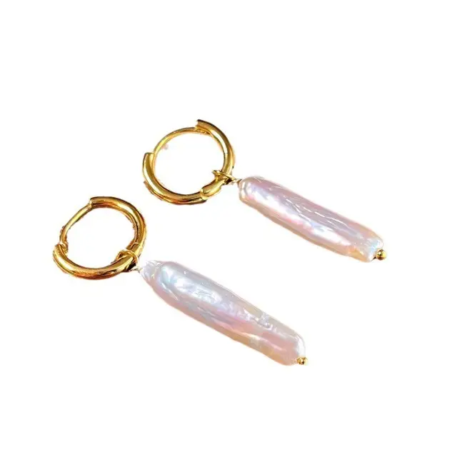 French Style Pearl Earrings for Women Silver Strip Long Light - Image 5