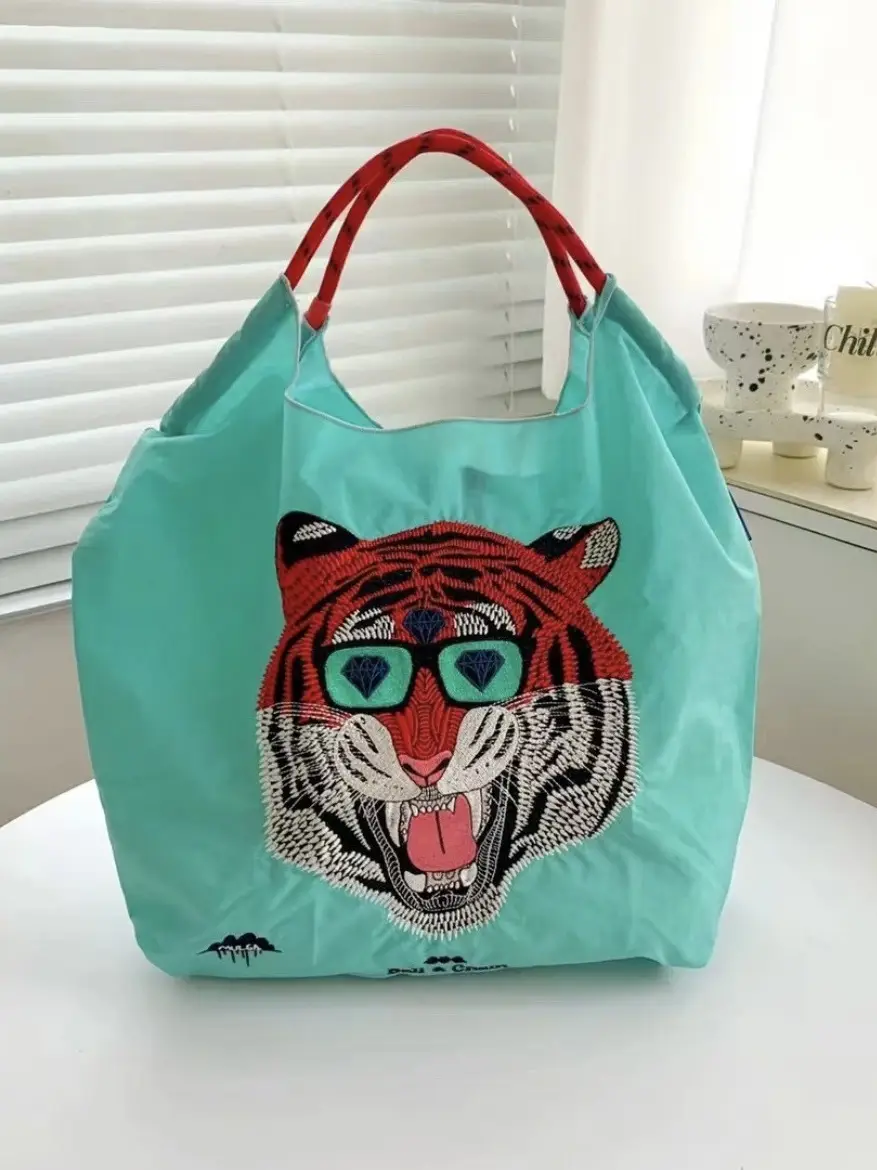 Women's Cartoon Tiger Embroidered Tote Bag - Image 5
