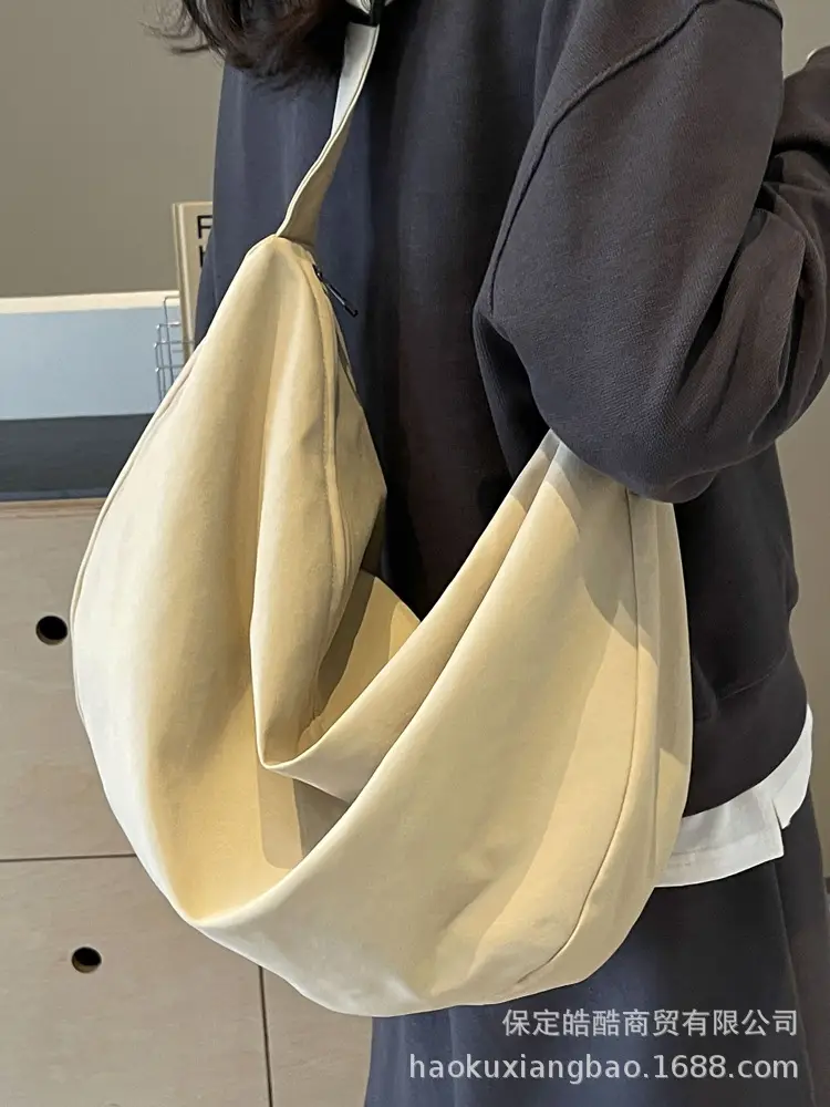 Women Canvas Shoulder Messenger Bag Beige 2024 - Image 4