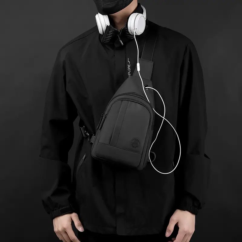 Men's Black Waterproof Shoulder Messenger Bag - Image 6