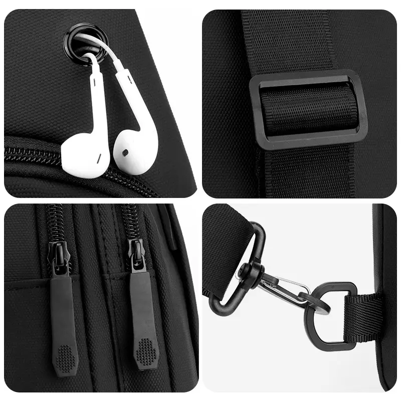 Men's Black Waterproof Shoulder Messenger Bag - Image 8