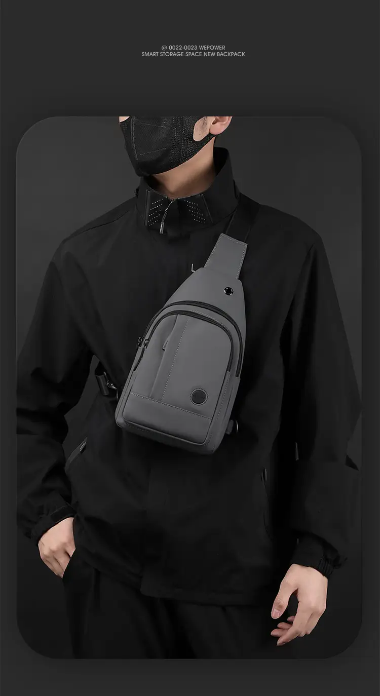 Men's Black Waterproof Shoulder Messenger Bag — feature 16