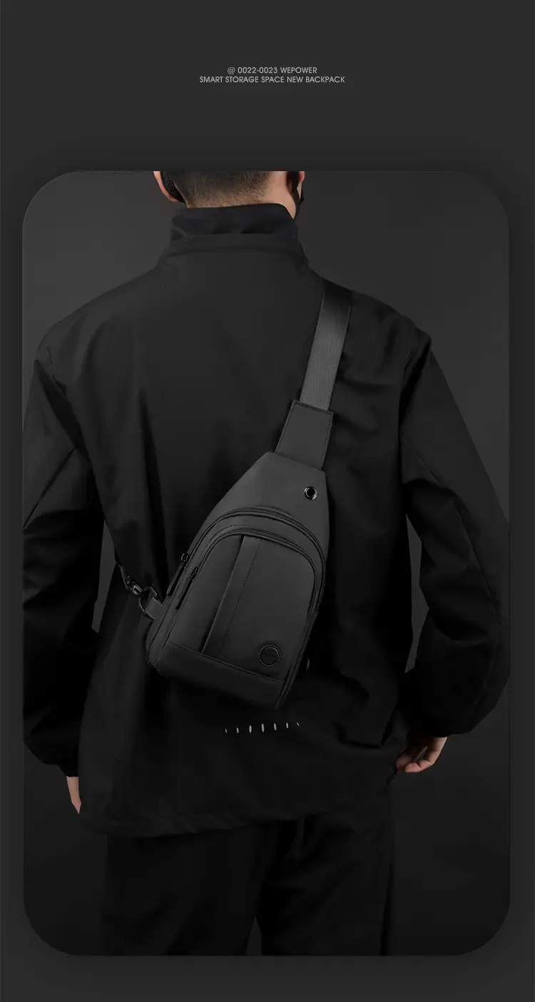 Men's Black Waterproof Shoulder Messenger Bag — feature 17