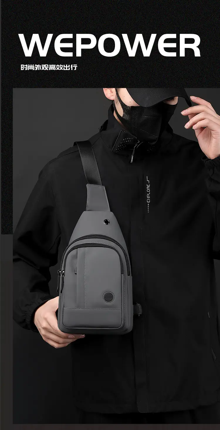 Men's Black Waterproof Shoulder Messenger Bag — feature 2