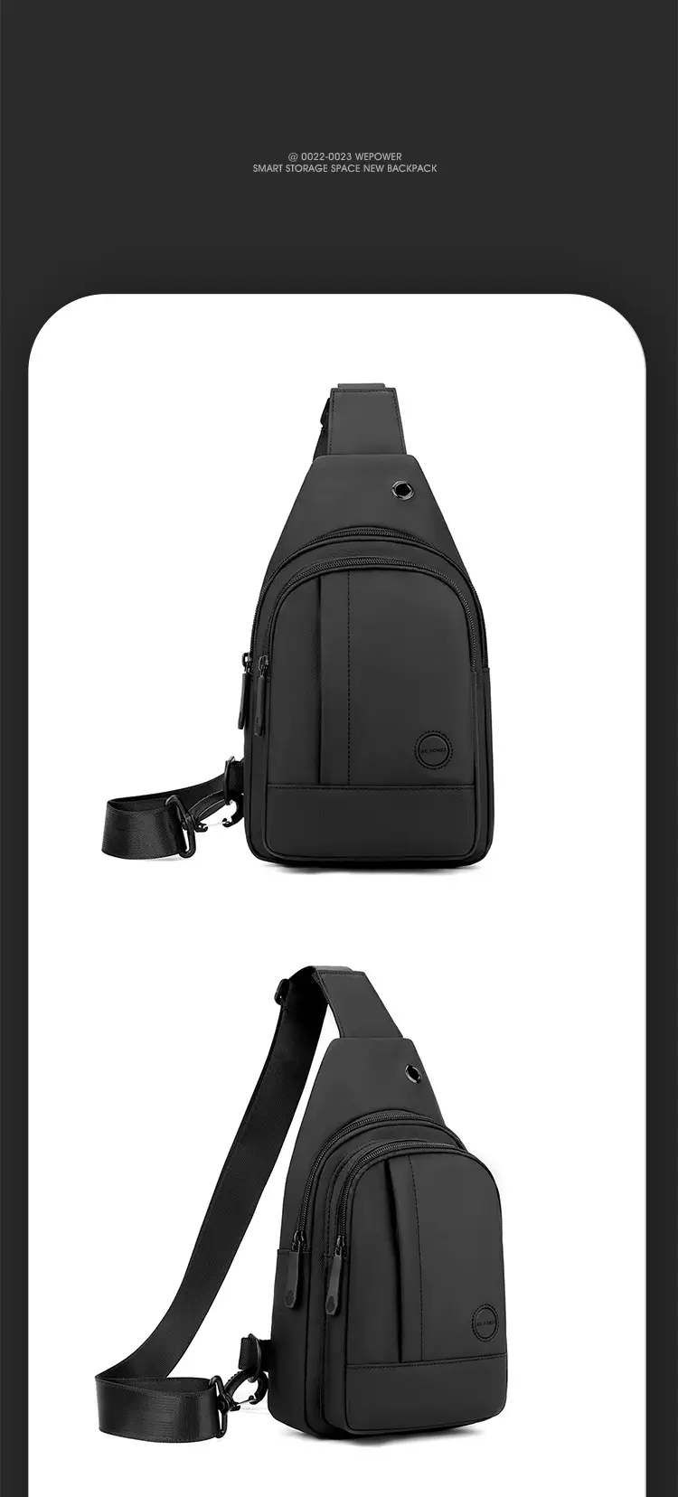 Men's Black Waterproof Shoulder Messenger Bag — feature 24