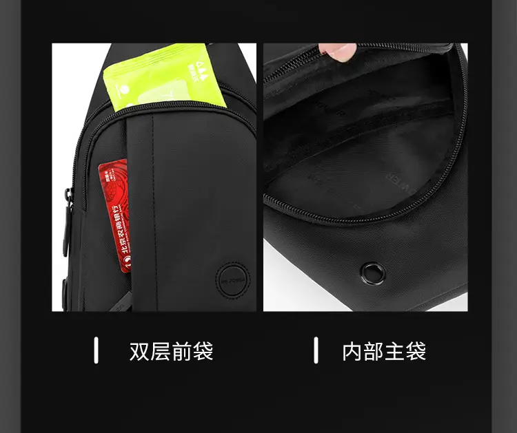 Men's Black Waterproof Shoulder Messenger Bag — feature 9