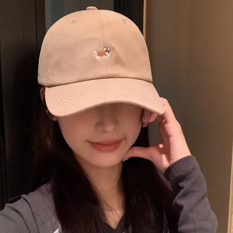 Women's Beige Cartoon Embroidered Baseball Cap - Image 7
