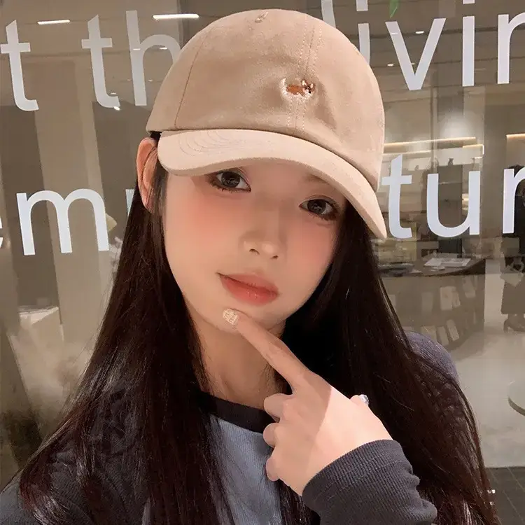 Women's Beige Cartoon Embroidered Baseball Cap - Image 8