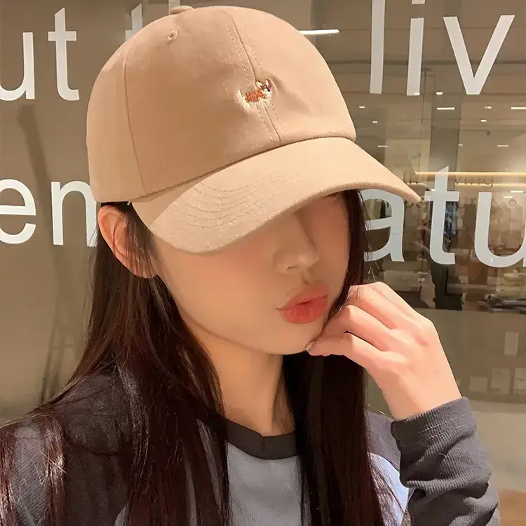 Women's Beige Cartoon Embroidered Baseball Cap - Image 9