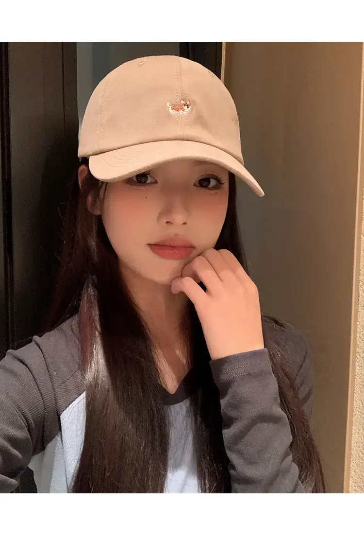 Women's Beige Cartoon Embroidered Baseball Cap — feature 10