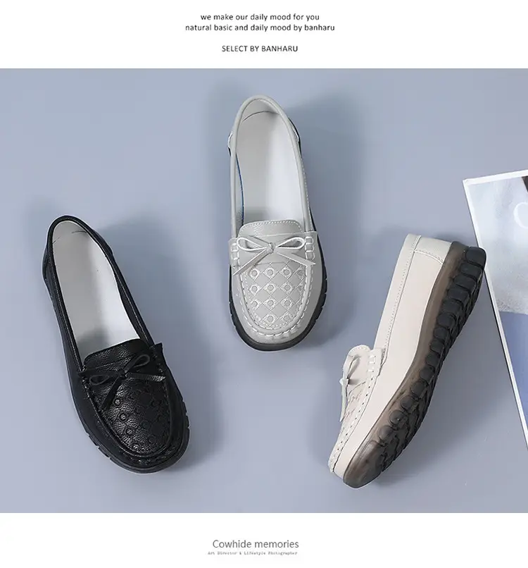 Cross-Border Women's Shoes Spring New Large Size Beanie Shoes Comfortable Lazy Shoes One-Step Soft Sole Non-Tiring Mother's Shoes — feature 22
