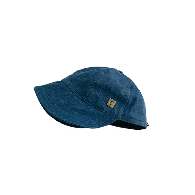 Kids Fisherman Hat Blue Beige Brim Sun Protection
