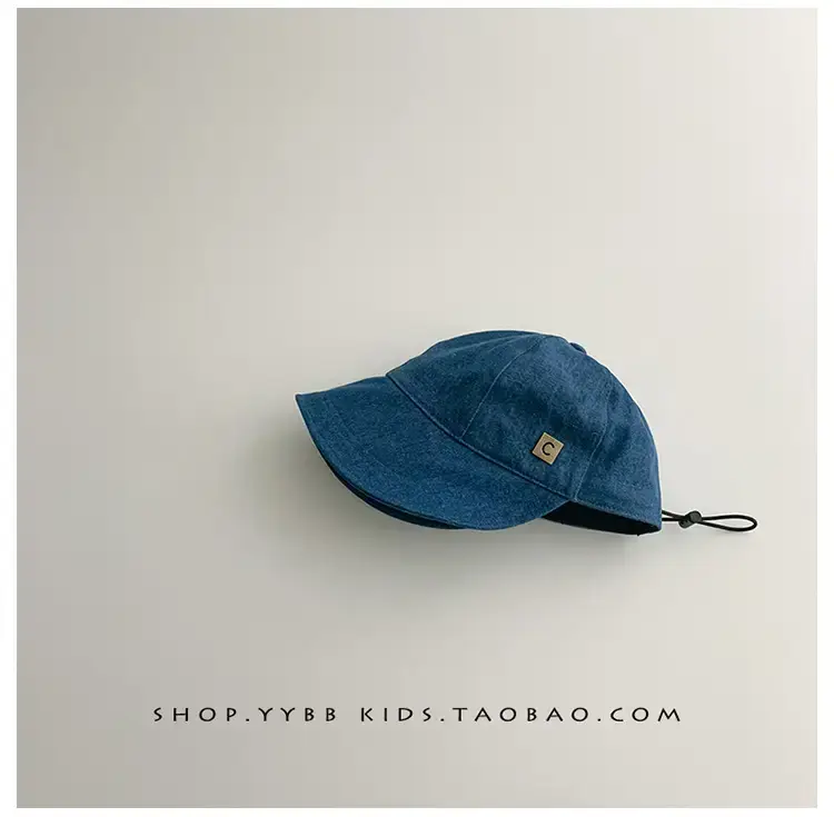 Kids Fisherman Hat Blue Beige Brim Sun Protection — feature 11
