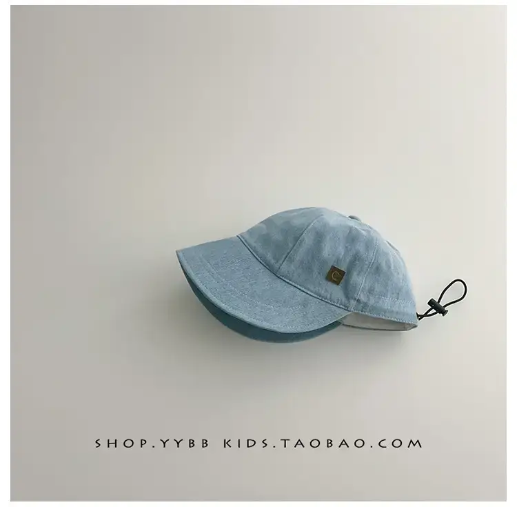 Kids Fisherman Hat Blue Beige Brim Sun Protection — feature 12