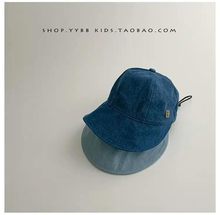 Kids Fisherman Hat Blue Beige Brim Sun Protection — feature 4