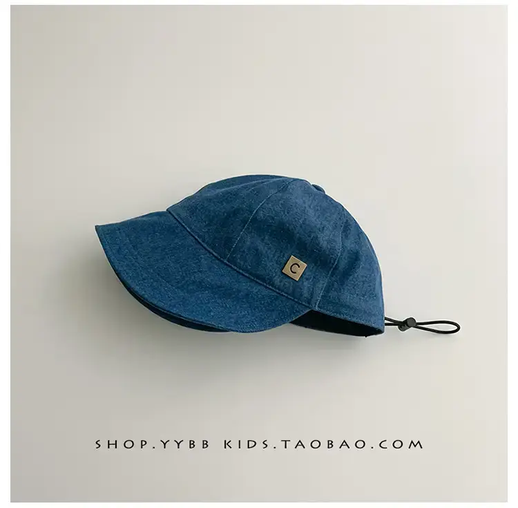 Kids Fisherman Hat Blue Beige Brim Sun Protection — feature 6