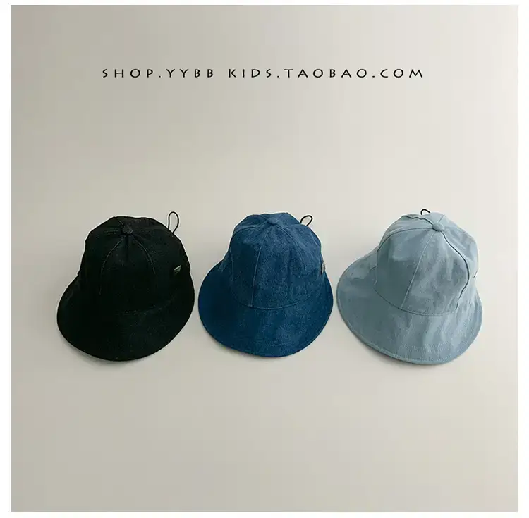 Kids Fisherman Hat Blue Beige Brim Sun Protection — feature 9