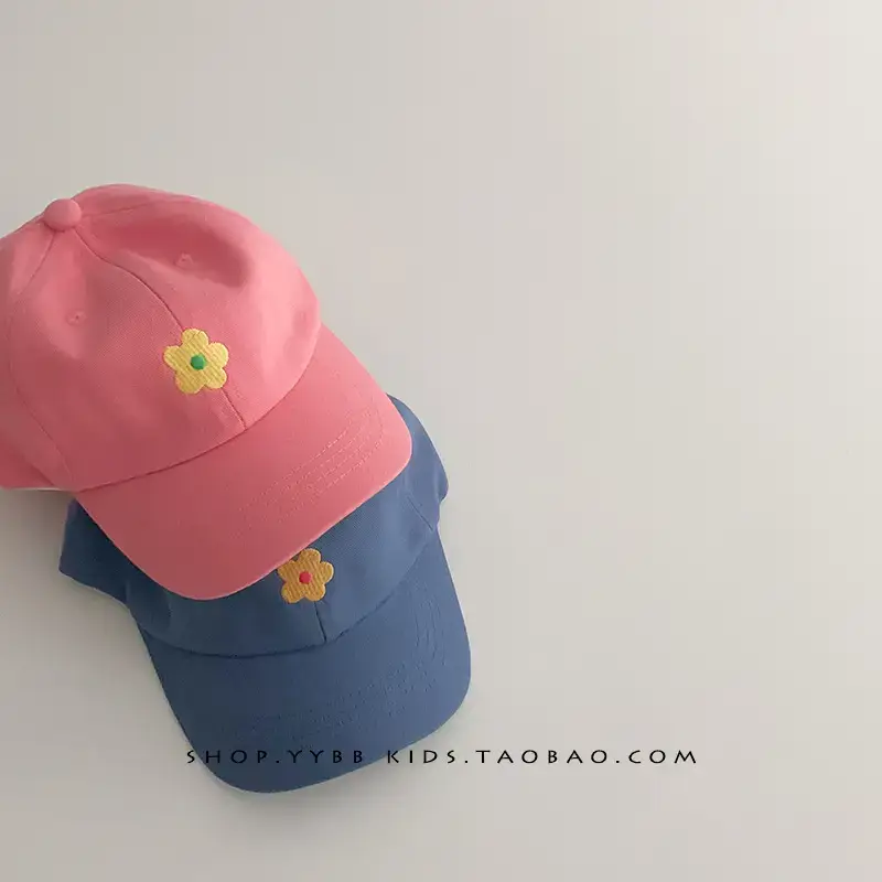 Blue Kids Cap with Flower Embroidery for Boys Girls - Image 5