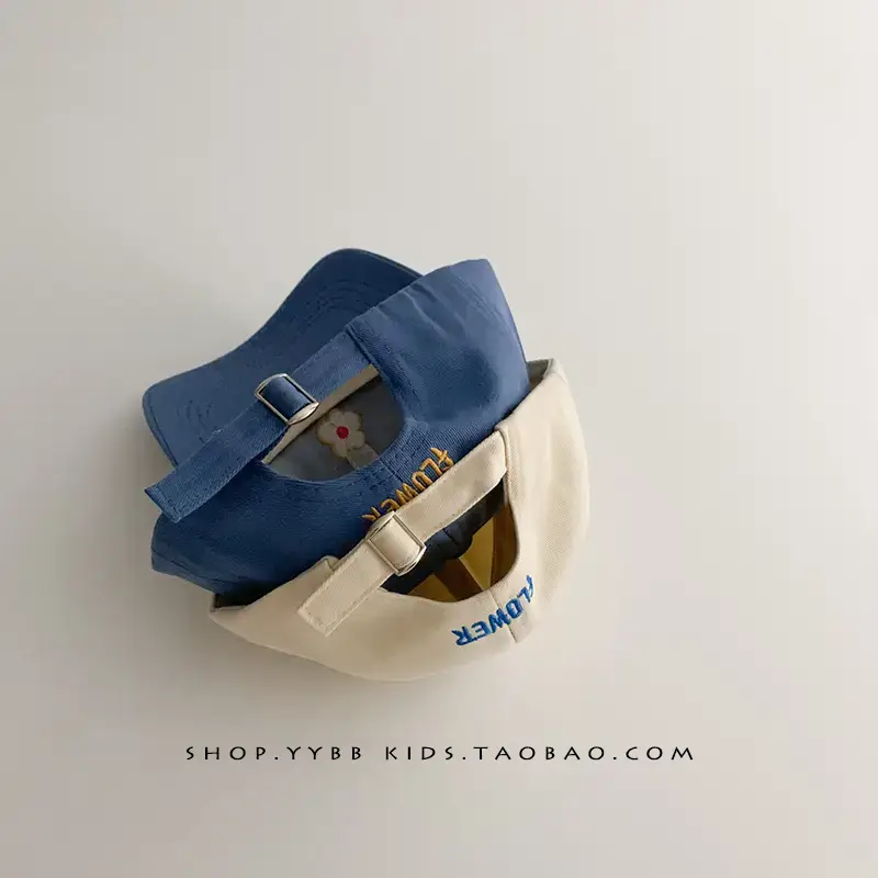 Blue Kids Cap with Flower Embroidery for Boys Girls - Image 7