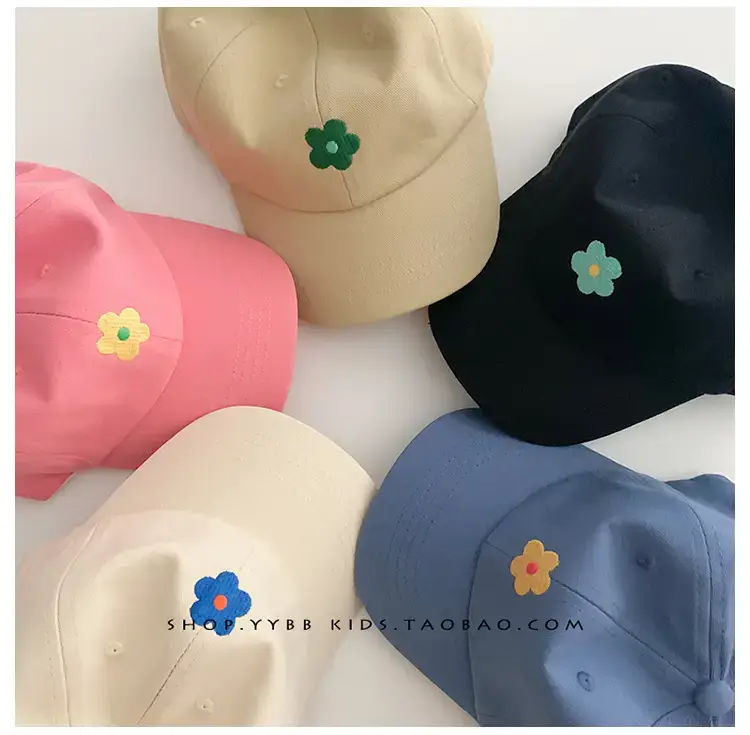 Blue Kids Cap with Flower Embroidery for Boys Girls — feature 3