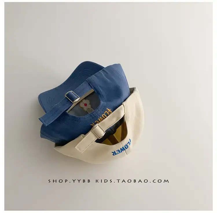 Blue Kids Cap with Flower Embroidery for Boys Girls — feature 4