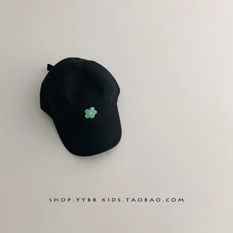 Blue Kids Cap with Flower Embroidery for Boys Girls - Image 3