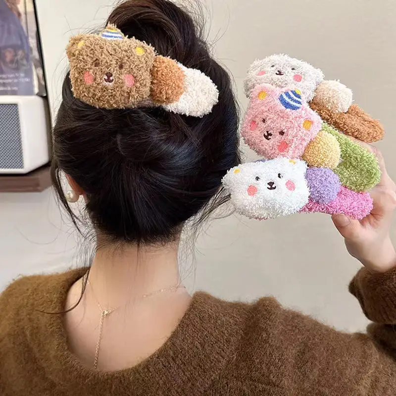 Cute Plush Bear Hairpin for Girls
