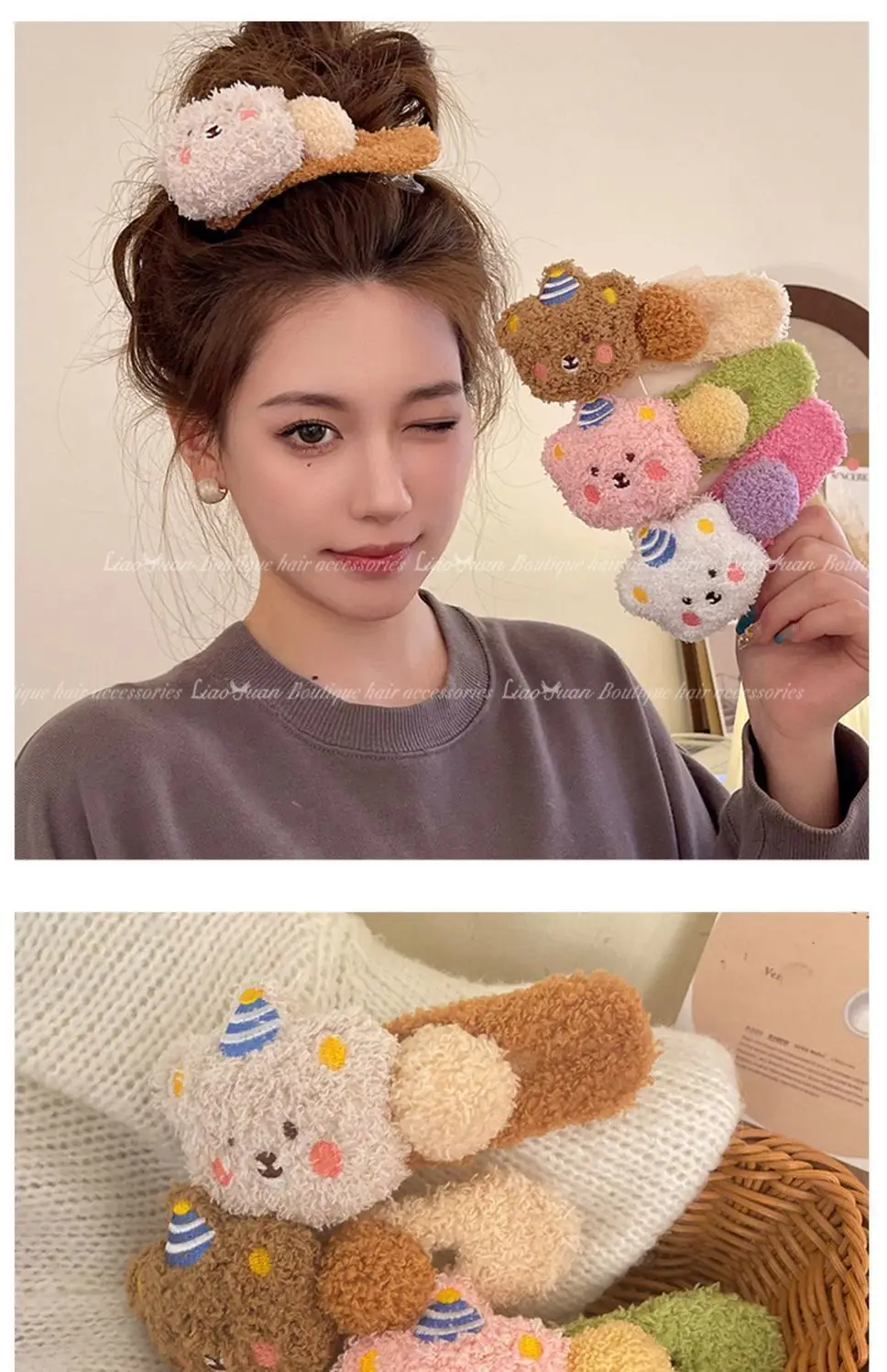 Cute Plush Bear Hairpin for Girls — feature 17