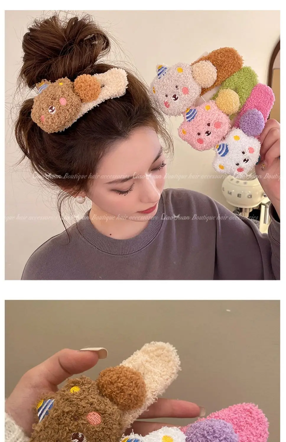 Cute Plush Bear Hairpin for Girls — feature 19