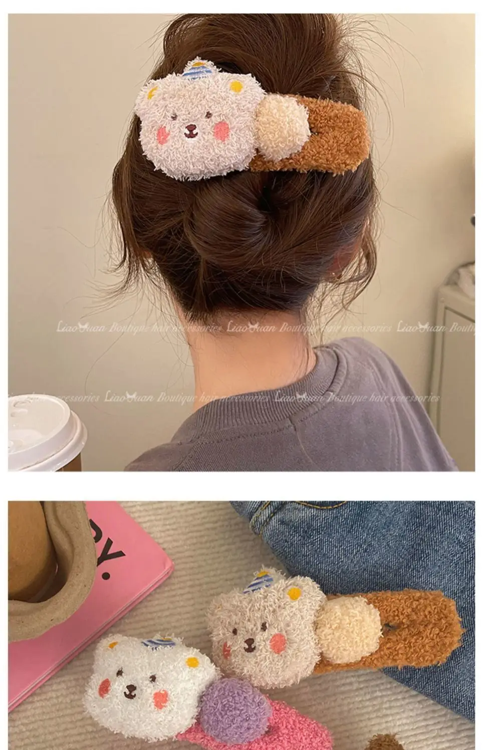 Cute Plush Bear Hairpin for Girls — feature 5