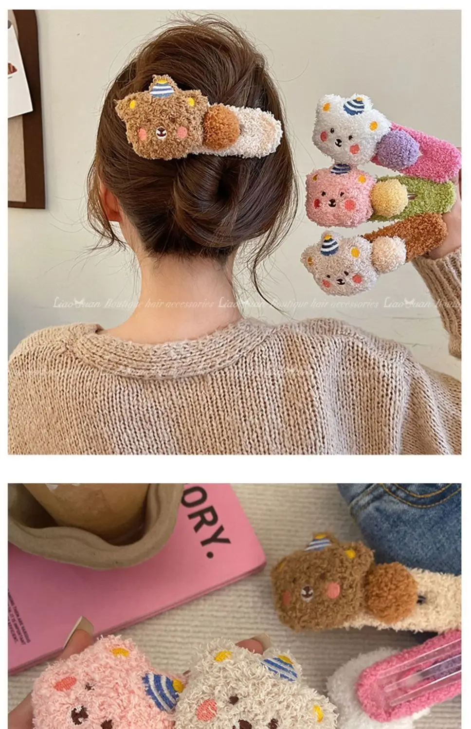 Cute Plush Bear Hairpin for Girls — feature 7