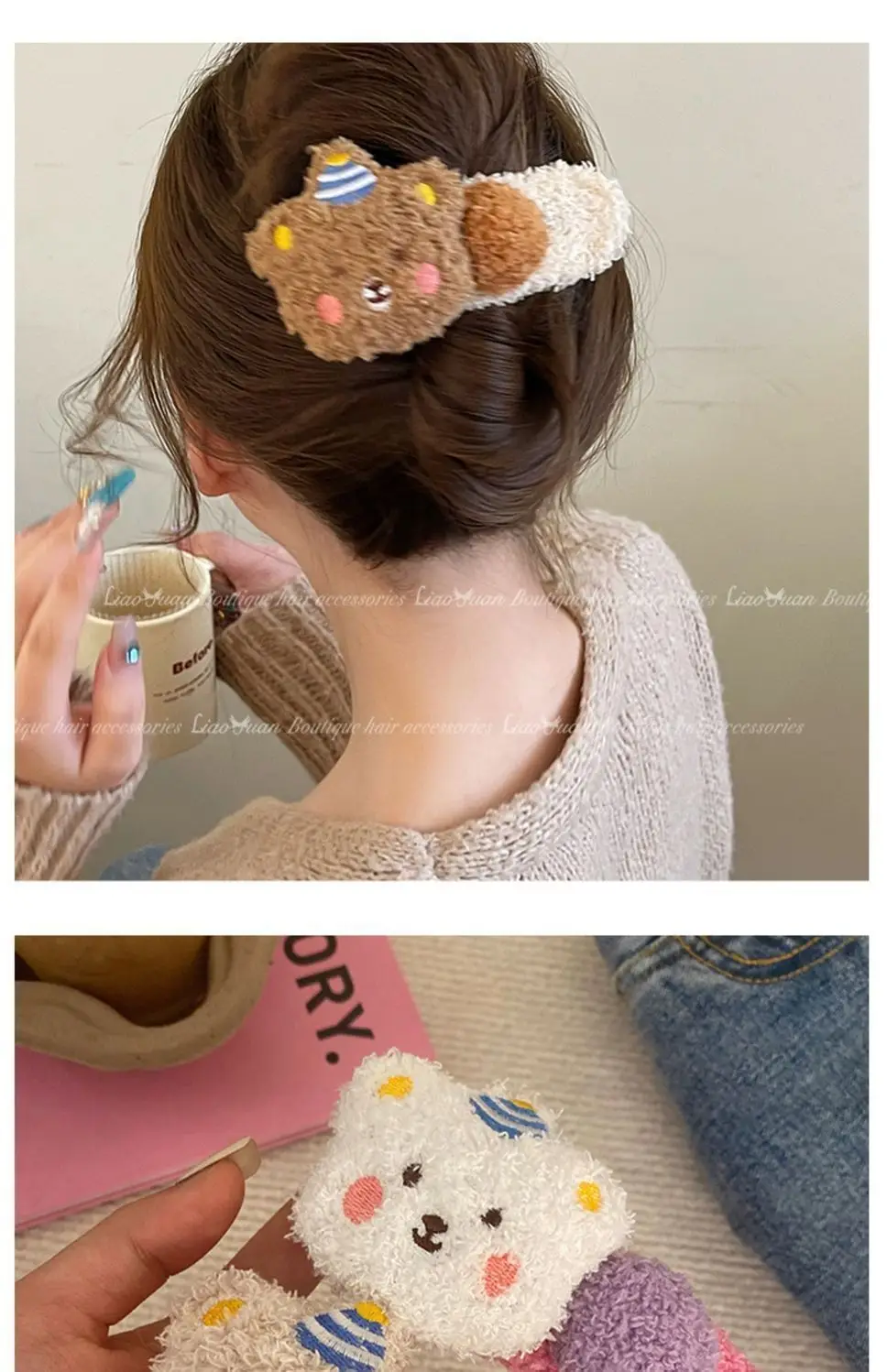 Cute Plush Bear Hairpin for Girls — feature 9